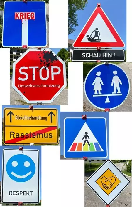 Verkehrsschilder der Gerechtigkeit