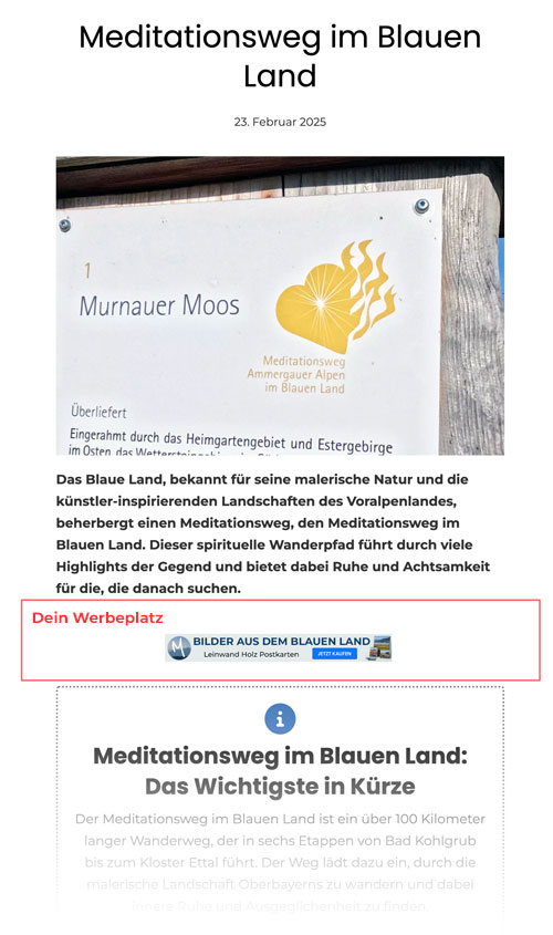 Beispielhafte Werbplatzierung